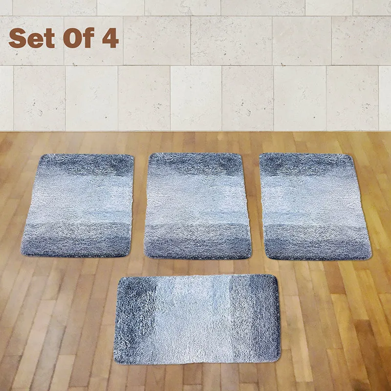 Elvira Anti Skid Striped Bath Mat (Light Grey) - Set Of Four media 1