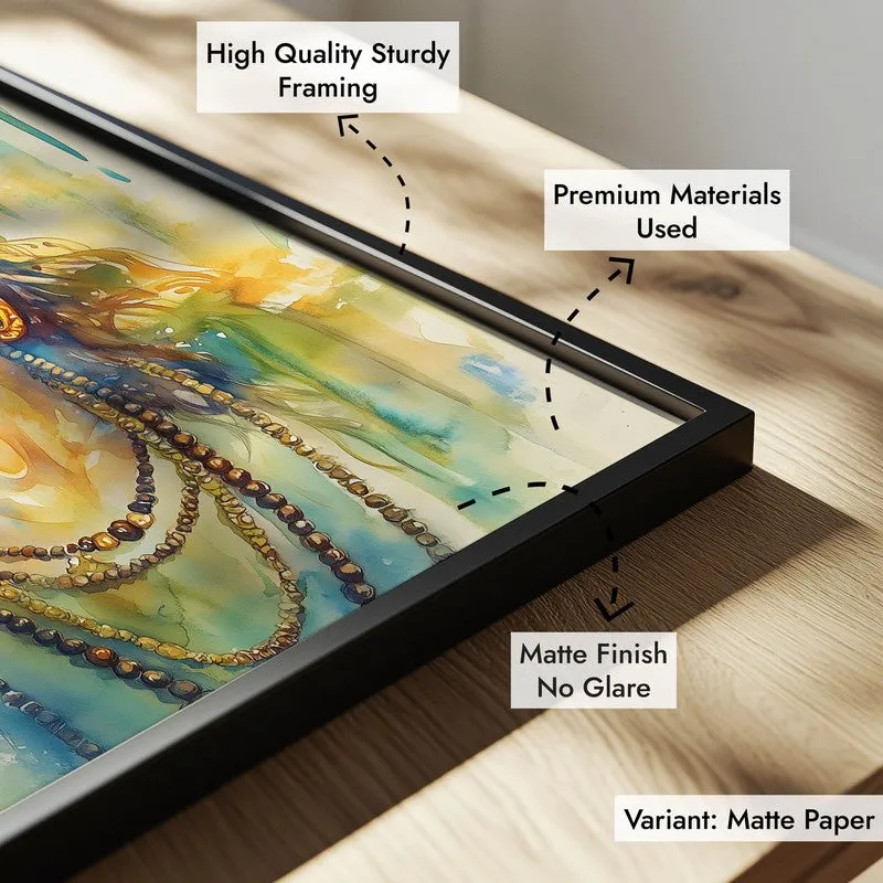 Shaktimayi Durga Spiritual Archival Paper Wall Painting With Frame - Black media 7