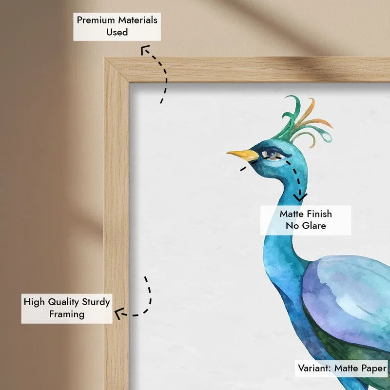 Fragile Peacock Archival Paper Wall Art - Natural Brown Frame media 7
