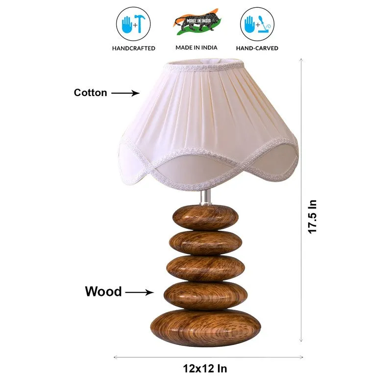 Raelynn Cotton Table Lamp With Wooden Base - Ivory media 8