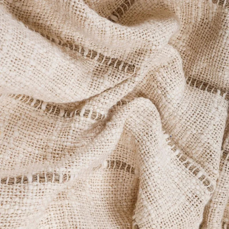 Dusky Loom Striped Throw - Off White & Beige media 6