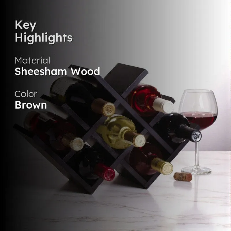 Xverox Sheesham Wooden Wine Rack - Black media 2