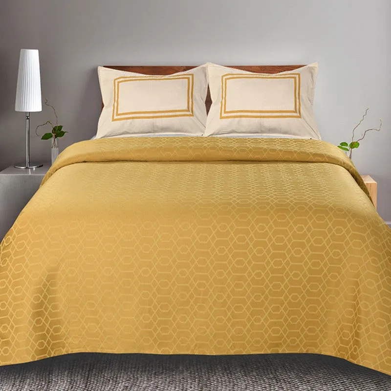 Grid Grace Cotton Bedsheet (Yellow) - 150 TC media 3