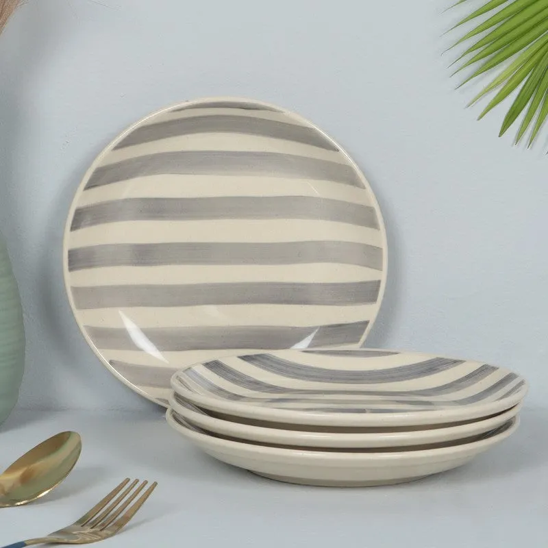 Cuisia Ceramic Quarter Plates(Grey,White) - Set Of Four media 1