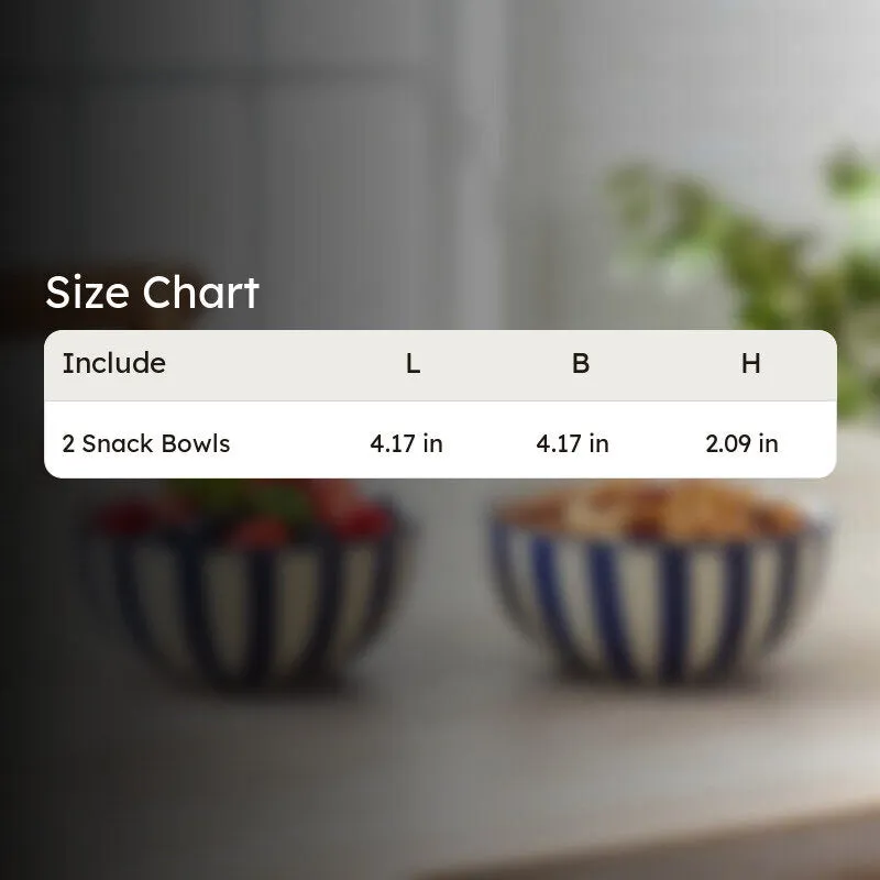 Crafted Ceramic Snack Bowls (Blue,White, 200 mL Each) - Set Of Two media 8