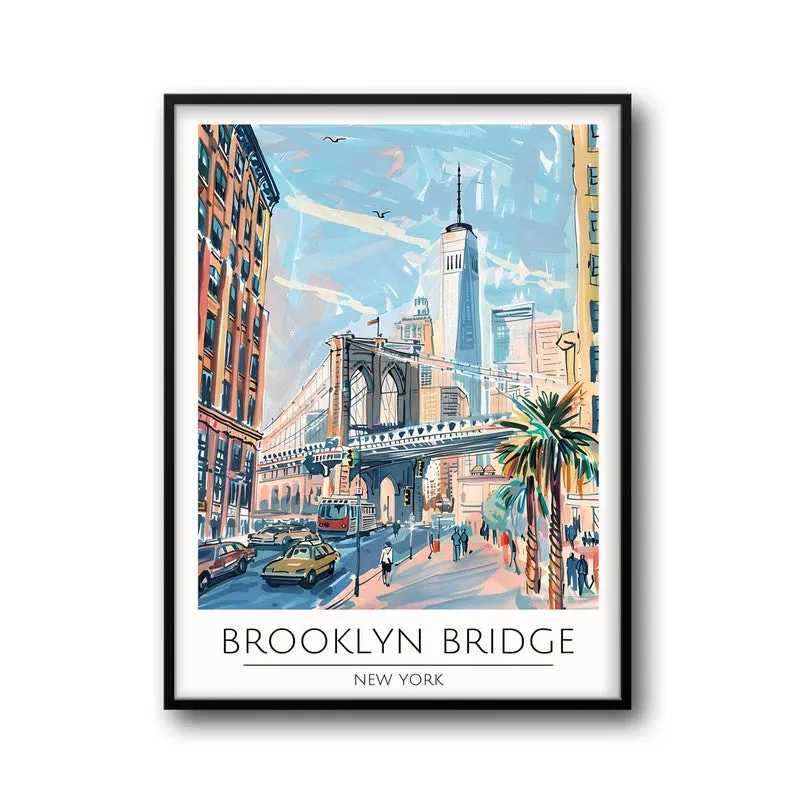 Vintage Brooklyn Bridge Framed Canvas Wall Painting media 5
