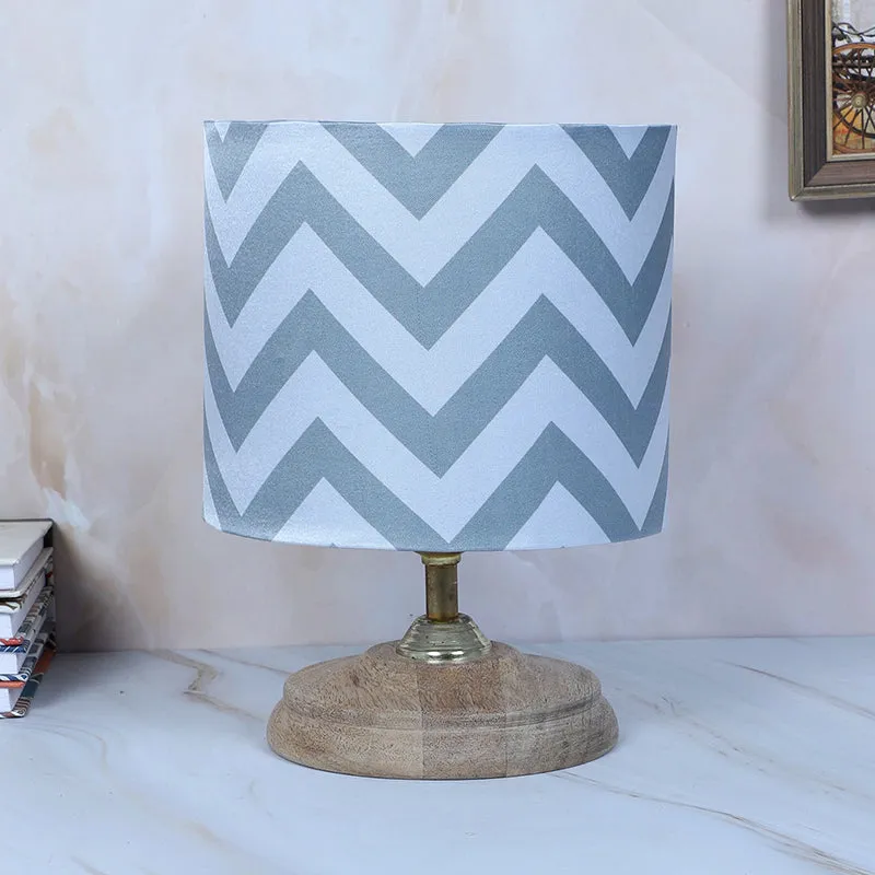 Chevron Light Pebble Printed Mango Wood Table Lamp media 3