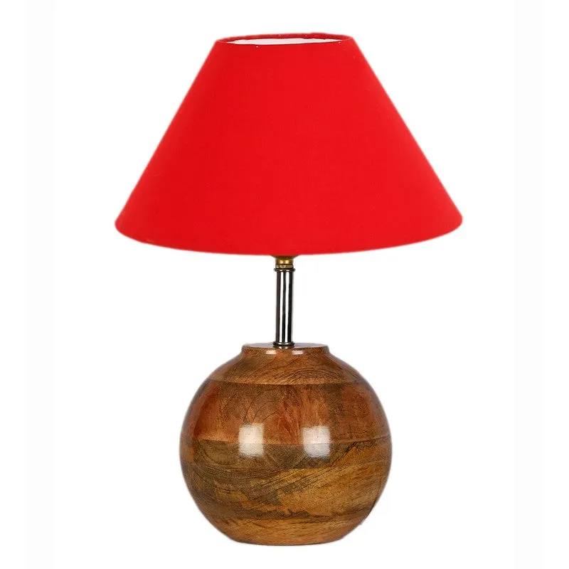 Auryon Cotton Table Lamp With Wooden Base - Red media 3