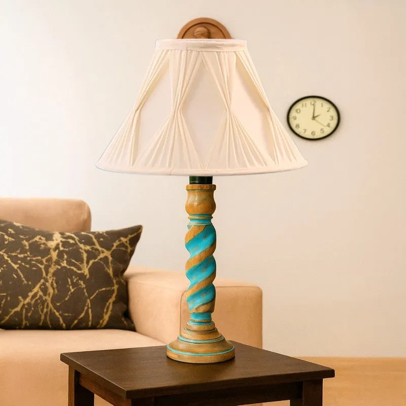 Elara Zerin Wooden Table Lamp - Ivory media 4