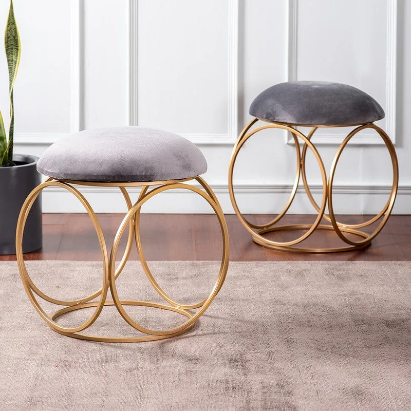 Adina Velvet Stool (Grey & Gold) - Set Of Two media 1