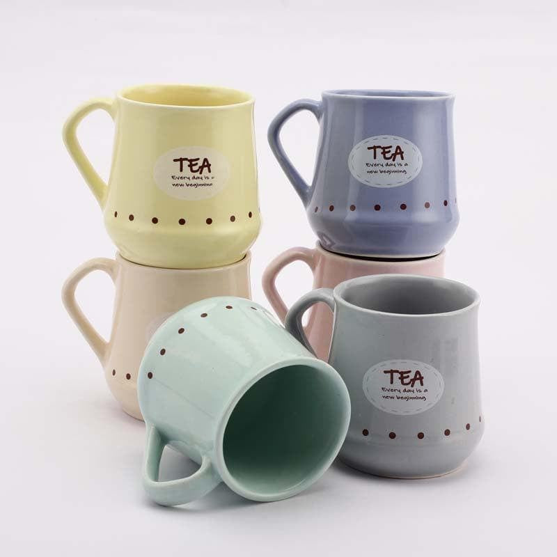 Happy Ceramic Tea Cup (190 mL Each) -  Set of Six media 6