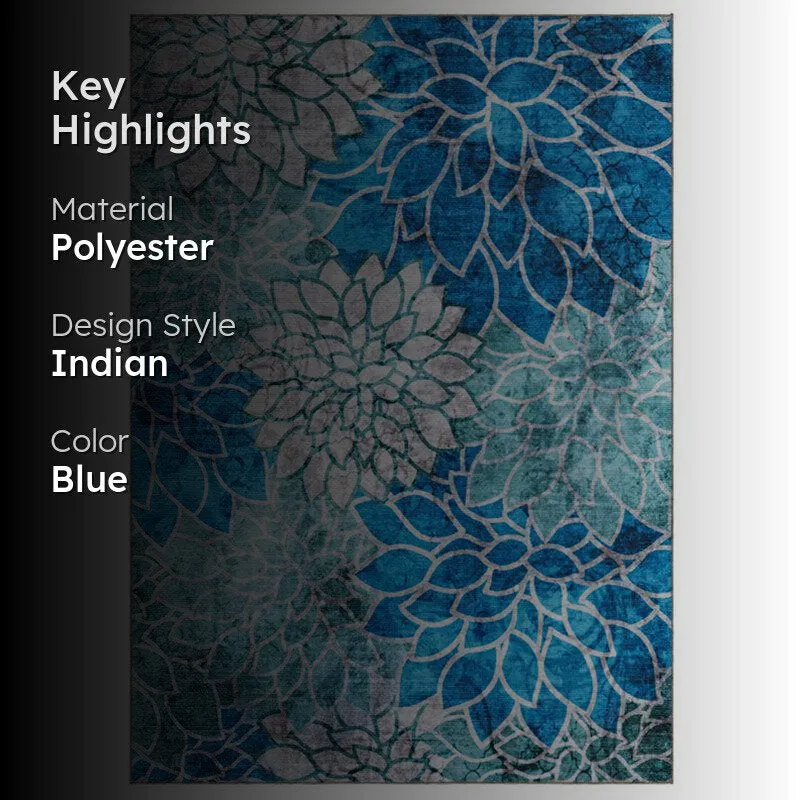 Enaya Floral Polyester Carpet - Blue media 2