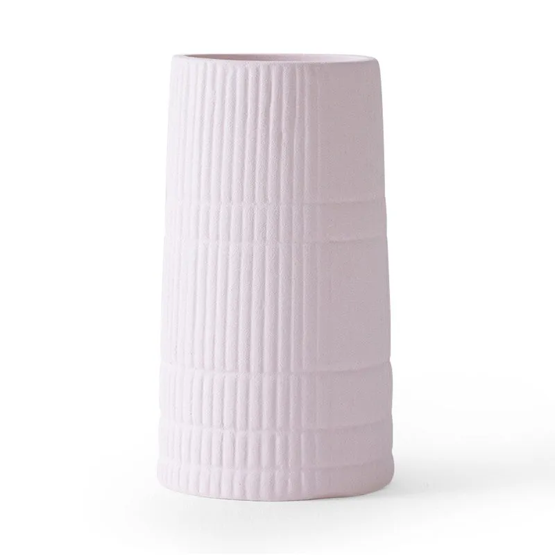 Blush Ribbed Ceramic Vase media 5