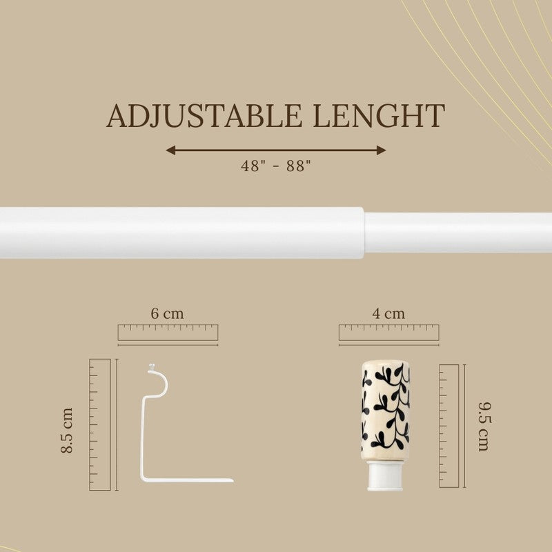 Coraline Extendable 1" Single Curtain Rod With Round Finial & Brackets media 5