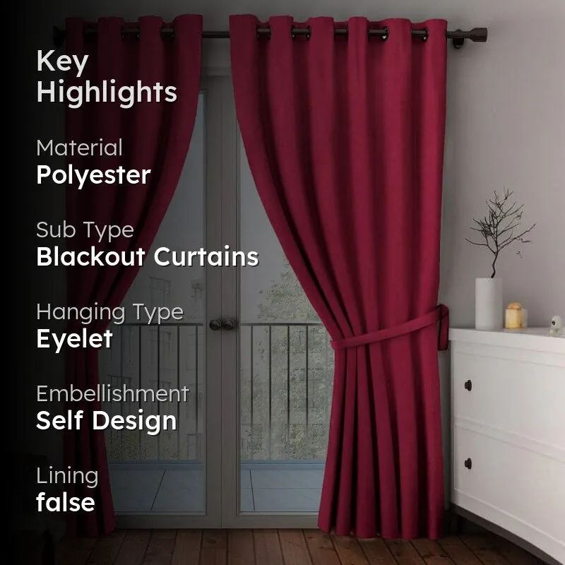 Arlo Solid Curtain - Maroon media 2