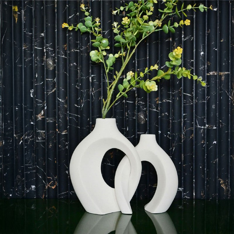 Harmony Loop Sculptural Ceramic Vase Set (White) - Set Of Two media 3