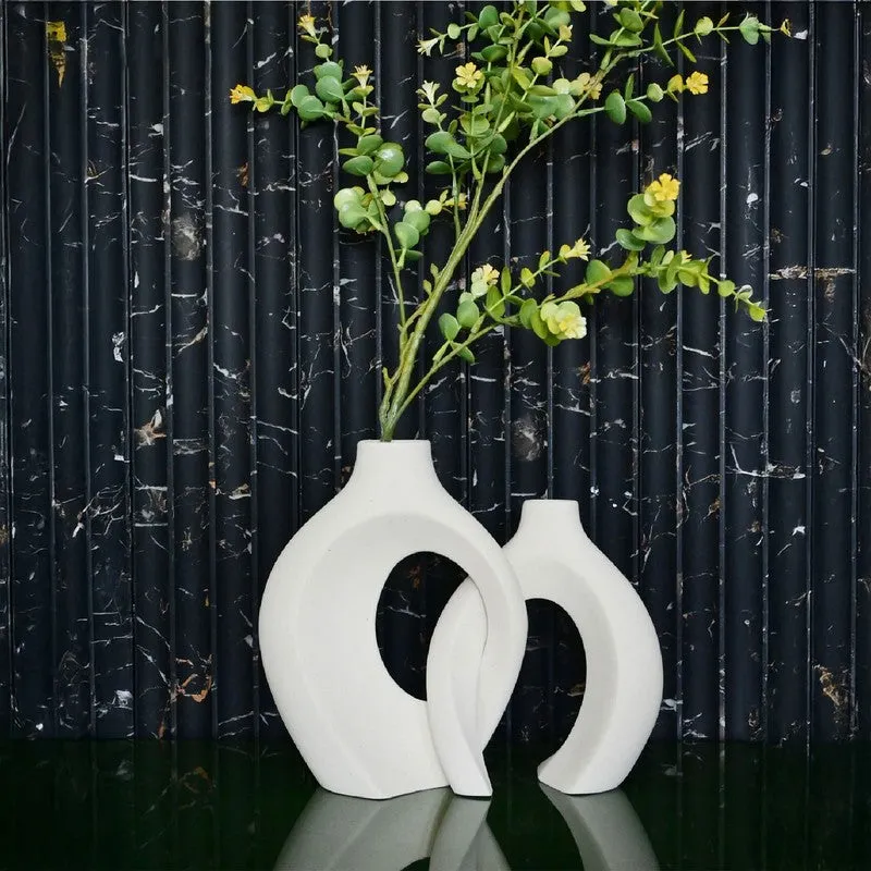 Harmony Loop Sculptural Ceramic Vase Set (White) - Set Of Two media 3