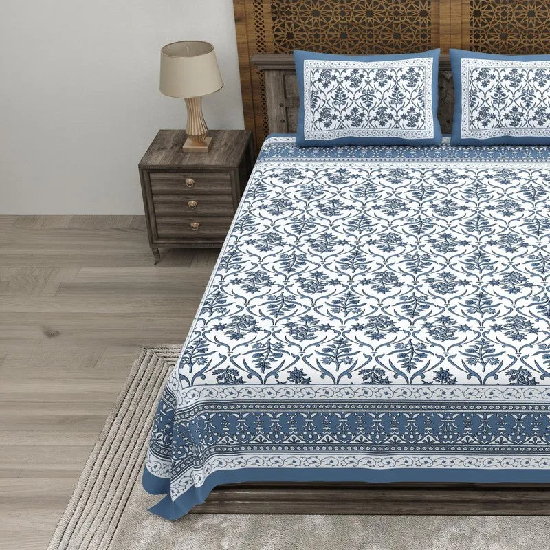 Artio Cotton Bedsheet (Blue,White) - 240 TC media 3