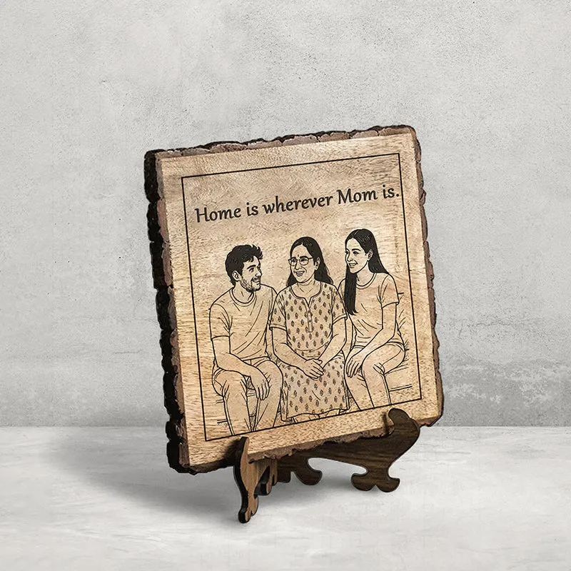 Home Is Mom Wood Showpiece - Square media 3