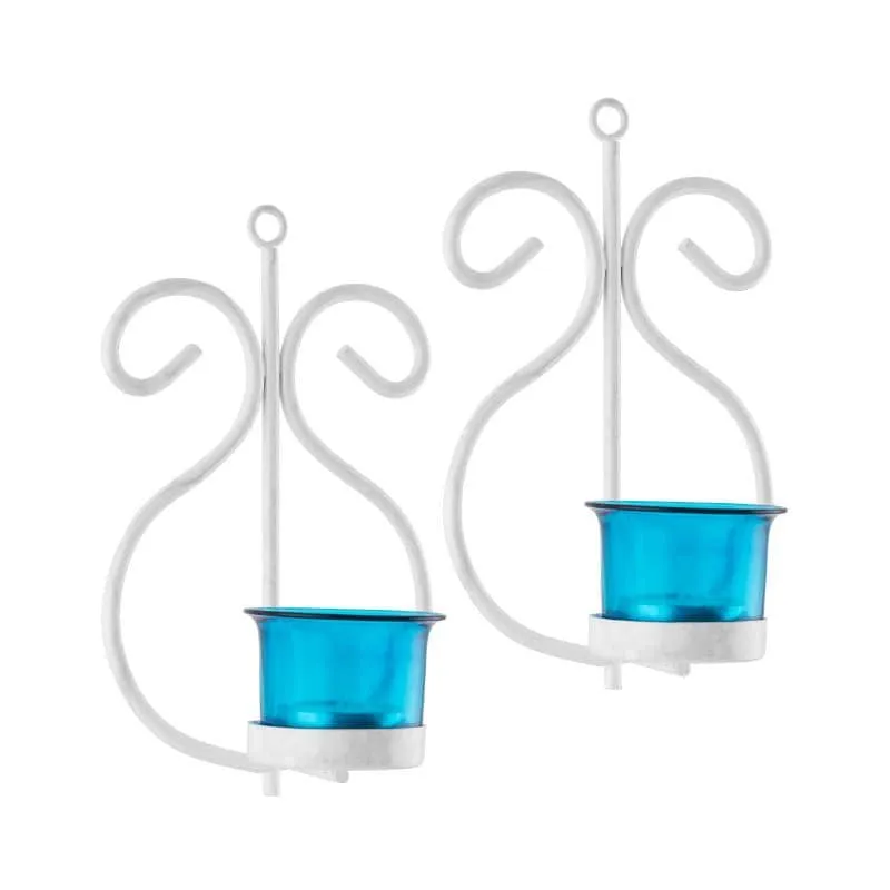 Seina White Frame Sconce Candle Holder (Azure) - Set Of Two media 3