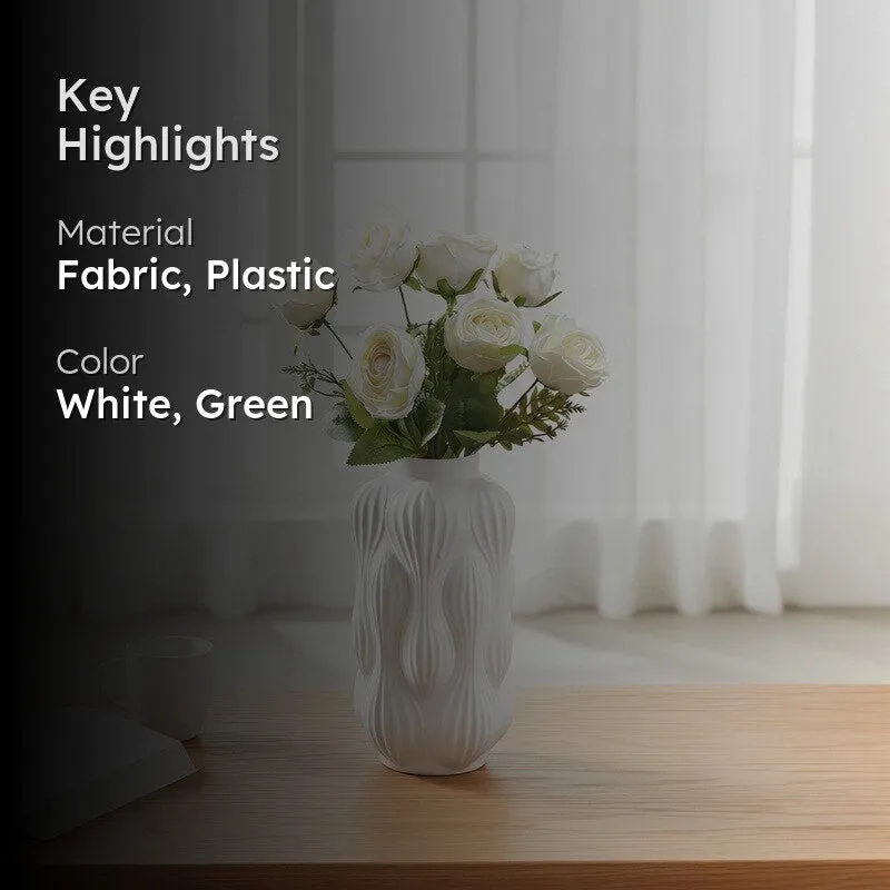 Petaluxe Rose Fabric Artificial Flower - White media 2