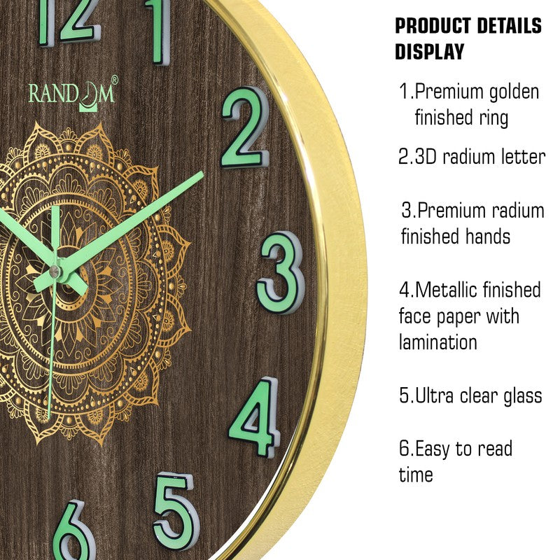 Mandala Round Floral Plastic Wall Clock - Brown media 6