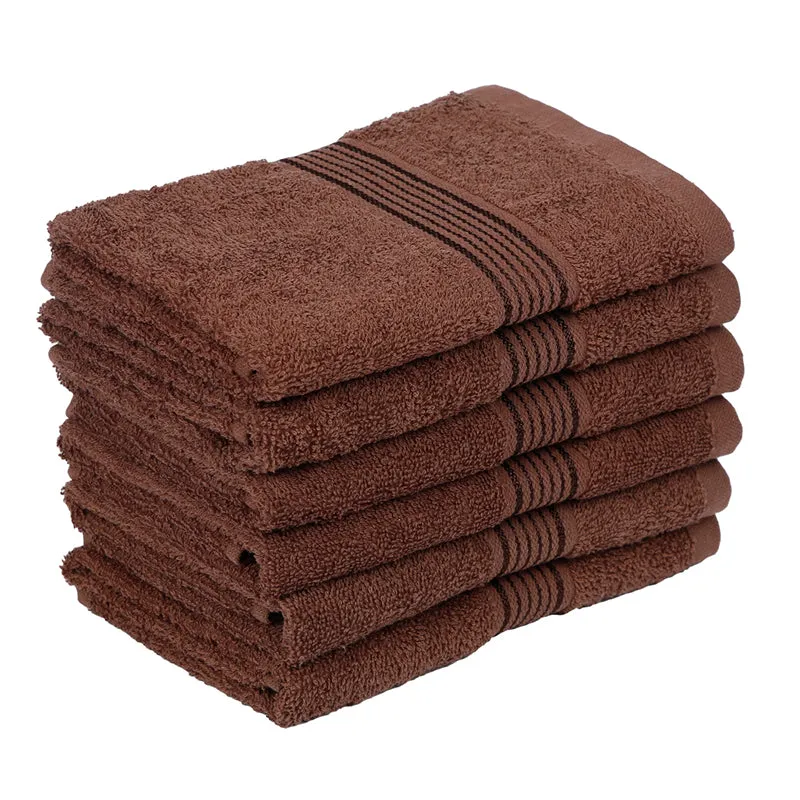Pluma Cotton Hand & Face Towel (Brown) - Set Of Six media 4