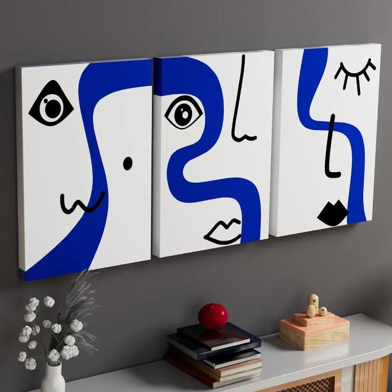 Feminine Face Wall Painting - Set Of Three media 3