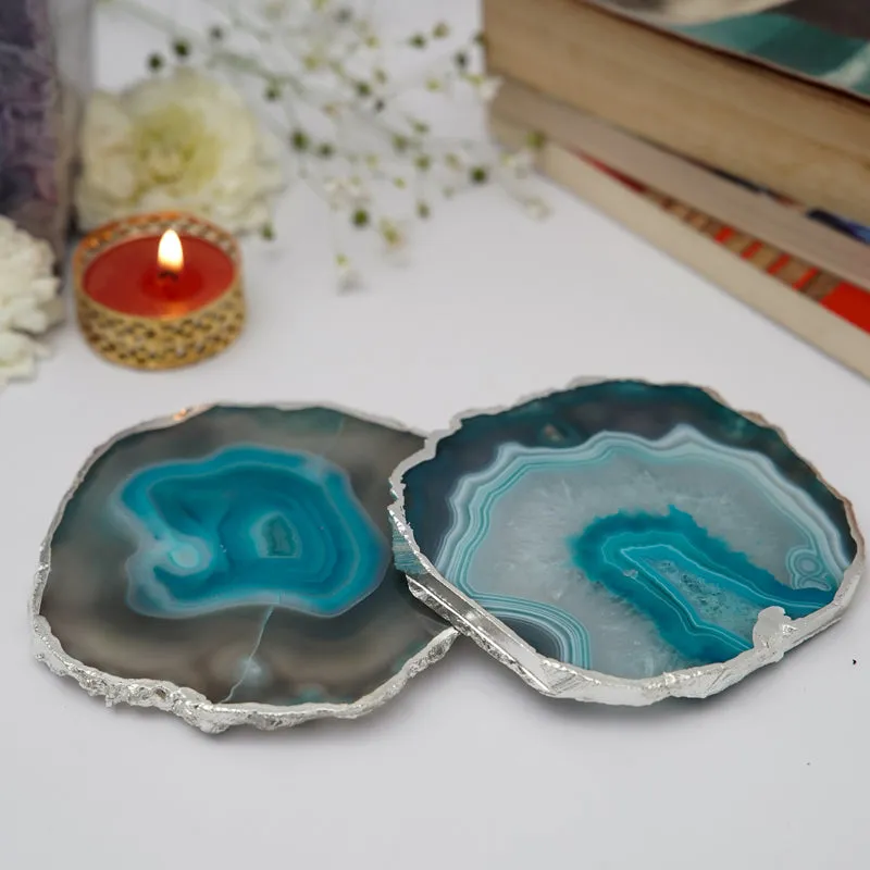 Vesto Brazilian Agate Coaster (Turquoise) - Set Of Two media 1