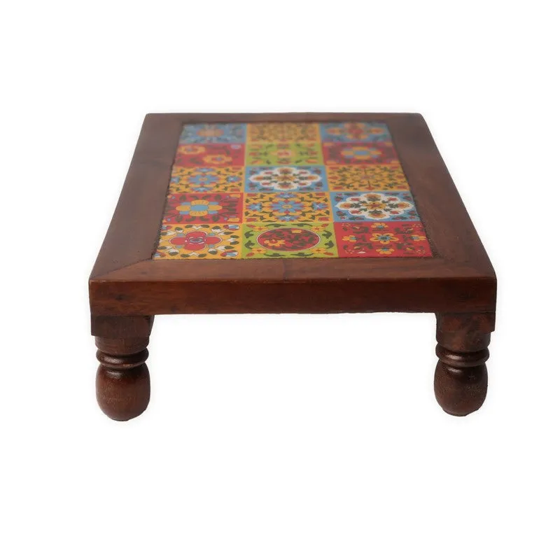 Nyra I Folk Art Mango Wood Stool - 12 inch media 6
