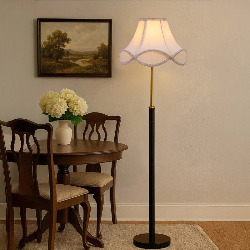 Bronze Arc Wooden Floor Lamp - White media 3