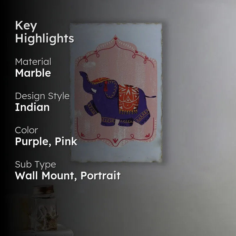 Rajwadi Hathi Marble Wall Art - 8 Inches media 2