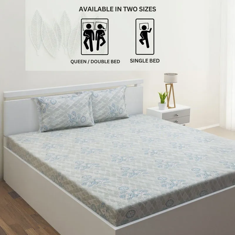 Marigold Fields Cotton Bedsheet (Grey) - 144 TC media 11