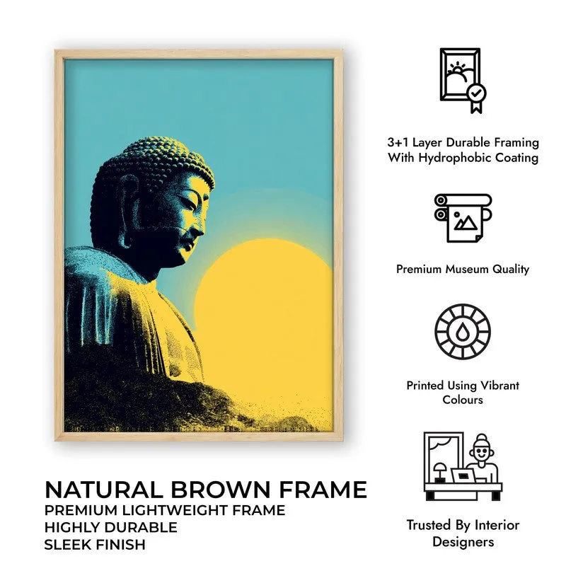 Buddha In Golden Aura IV Archival Paper Wall Painting With Brown Frame media 9