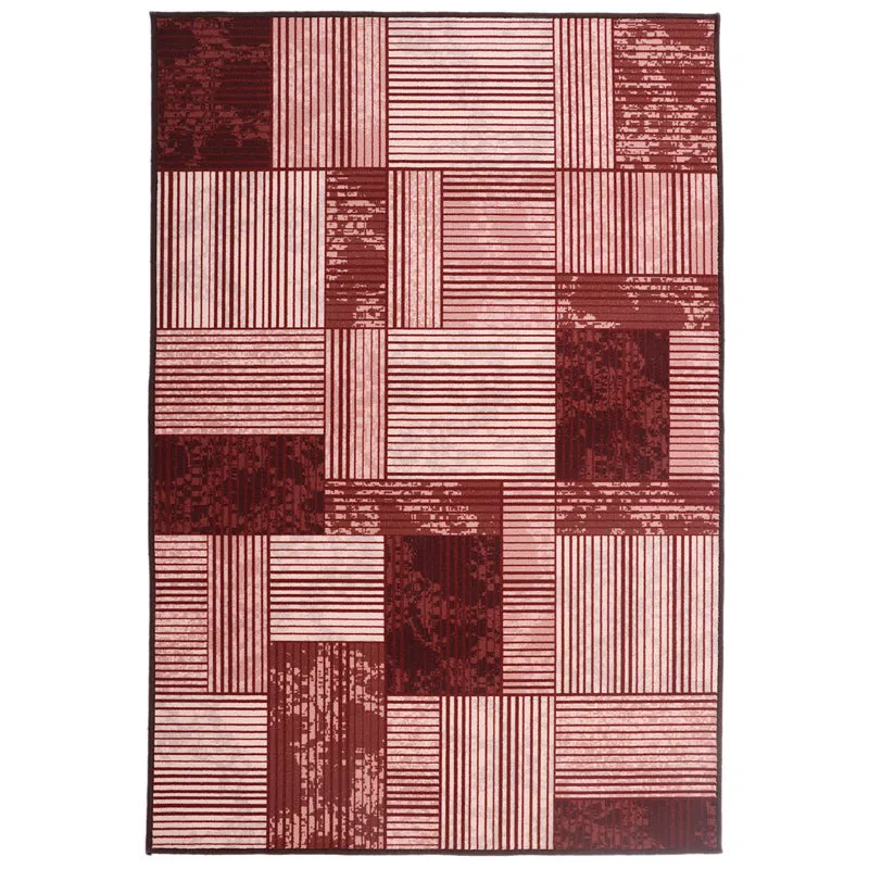 Scarlet Grids Anti-Skid Carpet media 1