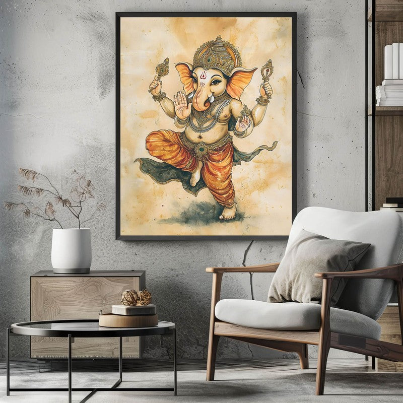 Shiva Shankari Spiritual Archival Paper Wall Painting With Frame - Black media 3