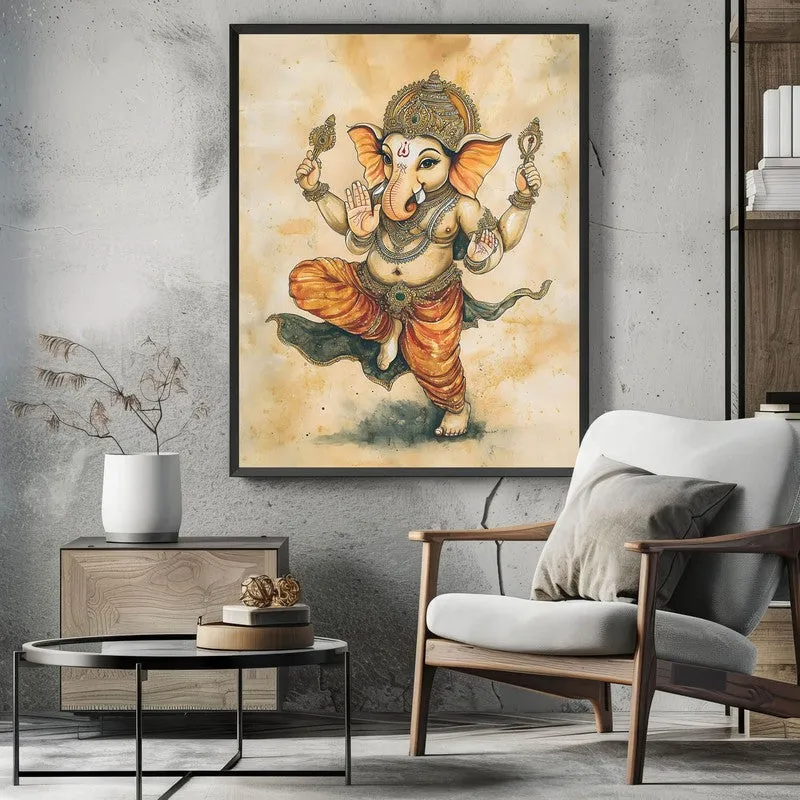 Shiva Shankari Spiritual Archival Paper Wall Painting With Frame - Black media 3