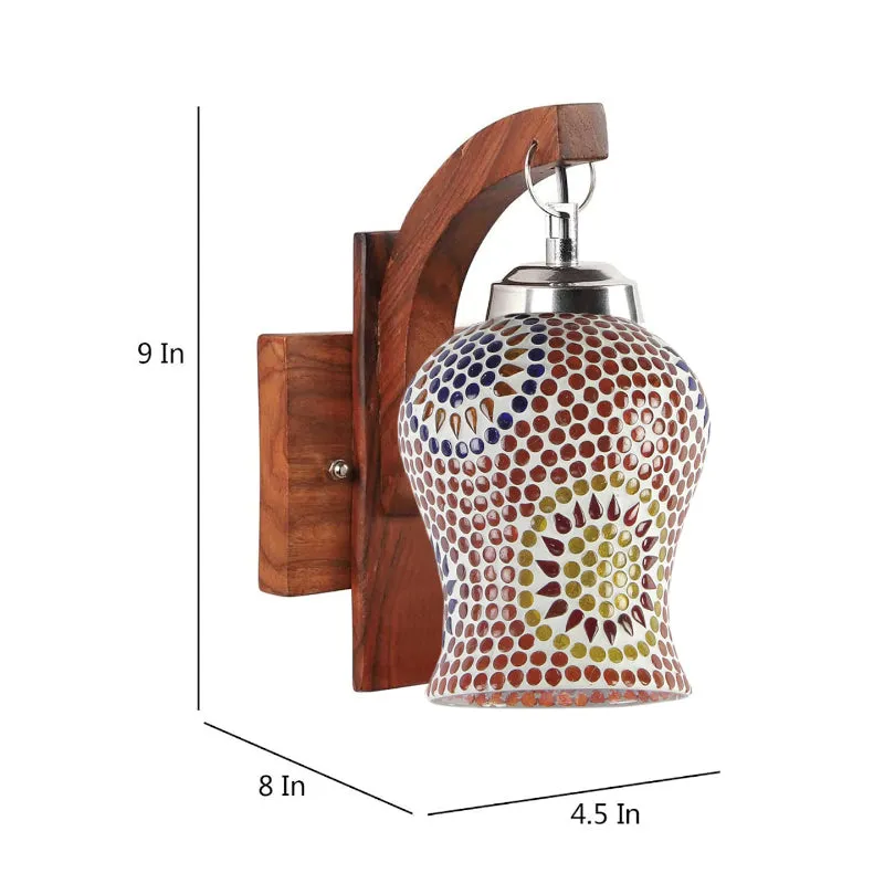 Riva Floral Mosaic Glass & Wooden Wall Lamp media 4