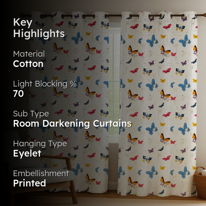 FlutterJoy Cotton Curtains - Set Of Two media 2