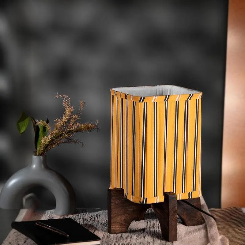 Candy Stripe Pleated Fabric Table Lamp - Yellow media 3