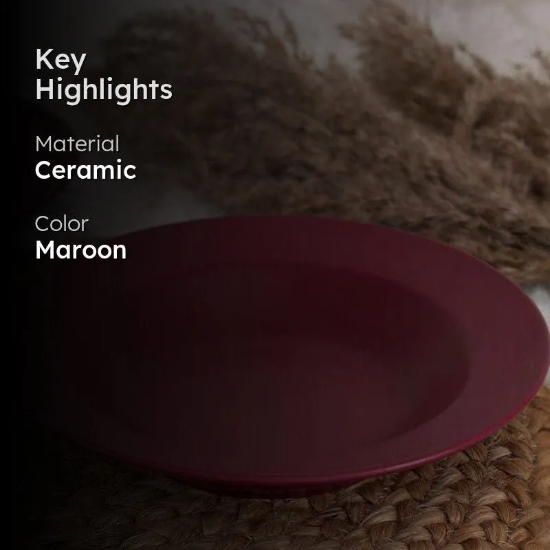 Rubeena Maroon Pasta Plate - Set Of Two media 2