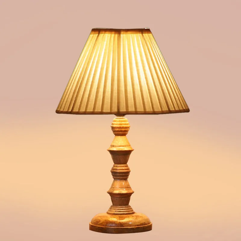 Pleatra II Timber Wooden Table Lamp - White,Brown media 4