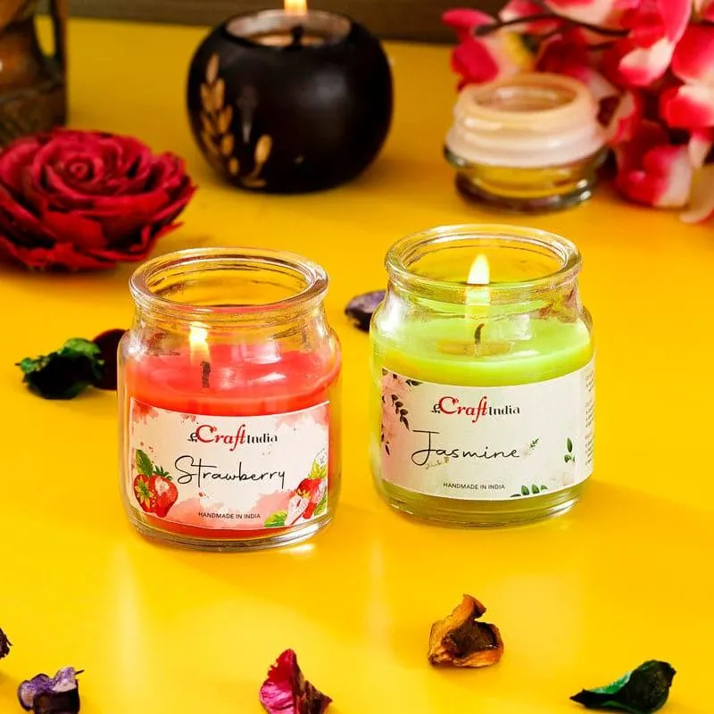 Strawberry & Jasmine Scented Jar Candle - Set Of Two media 3