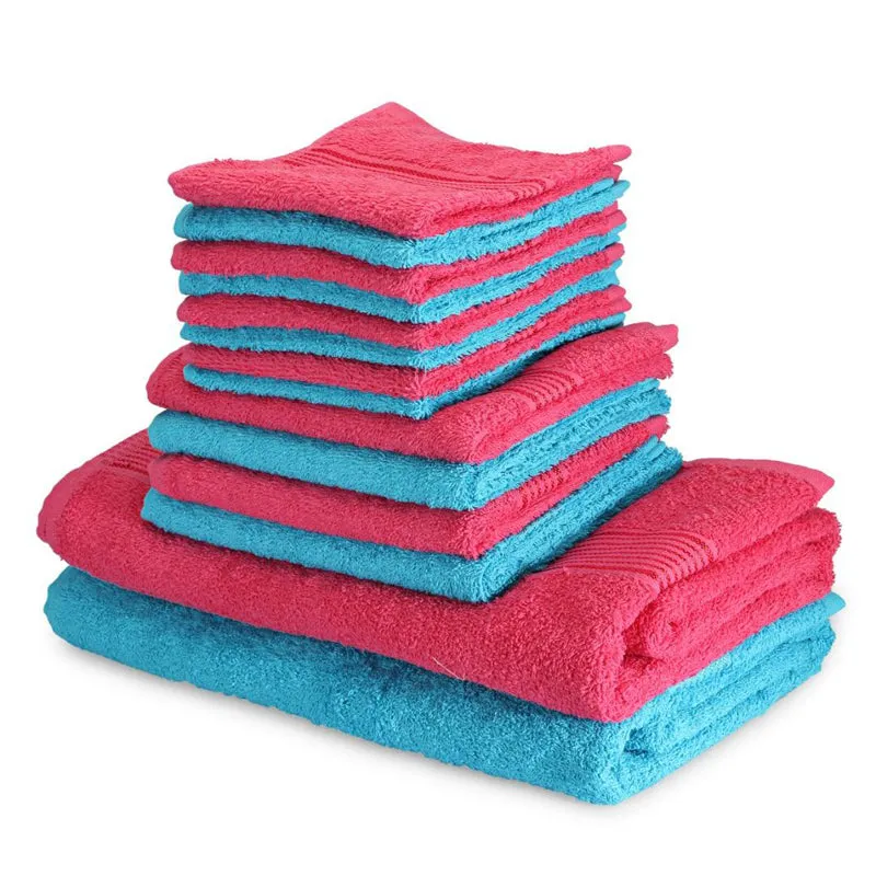 Comfora Towel Set (Sky Blue,Pink) - Fourteen Piece Set media 4