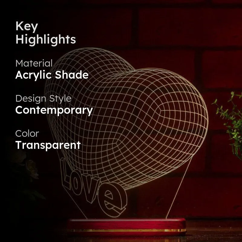 Valentine Love LED Acrylic Table Lamp - Transparent media 2