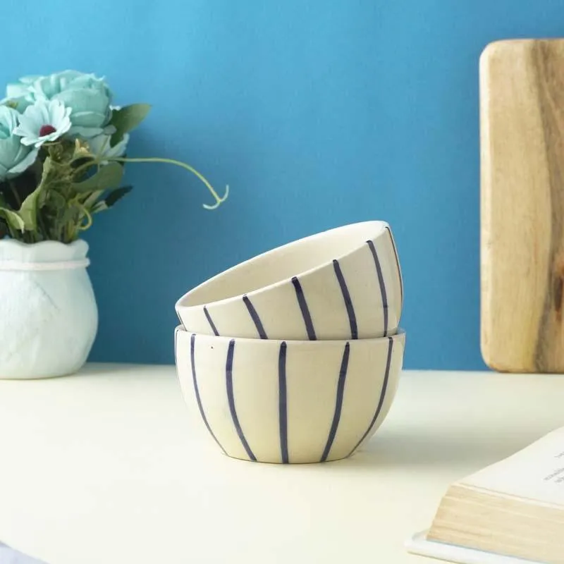 Kline Stripe Ceramic Bowl - Set Of Two media 3