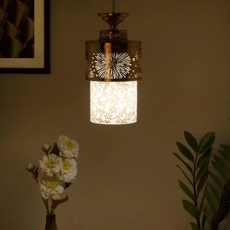 Alaka Pendant Glass Ceiling Lamp - Gold & White media 1