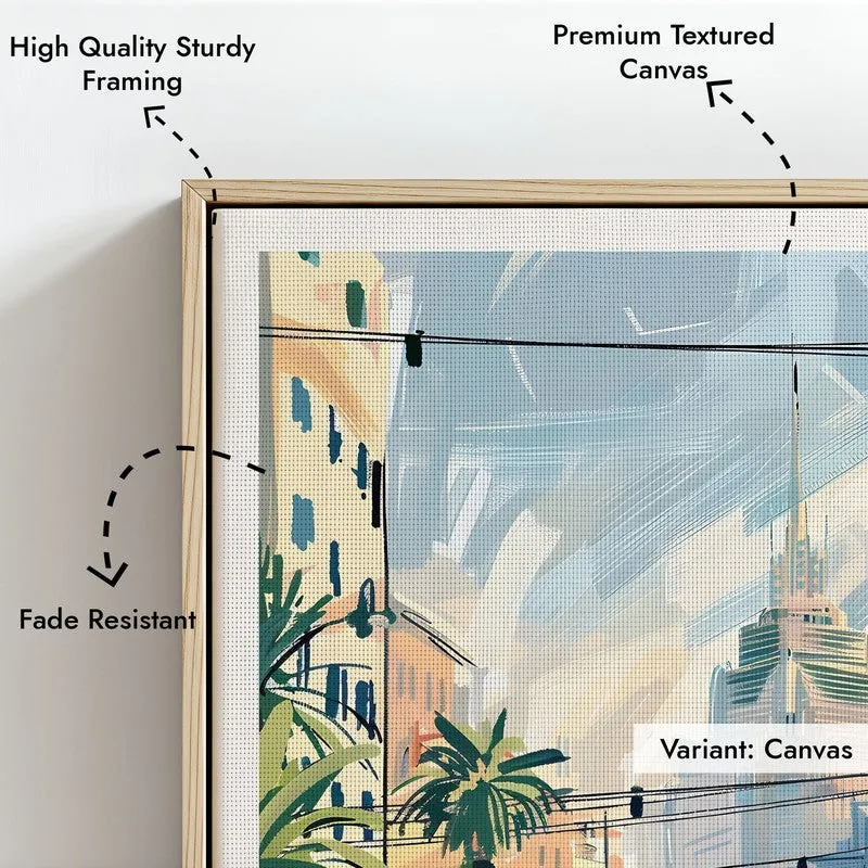 Vintage Tirana Framed Canvas Archival Canvas Wall Painting - Natural Brown Frame media 6