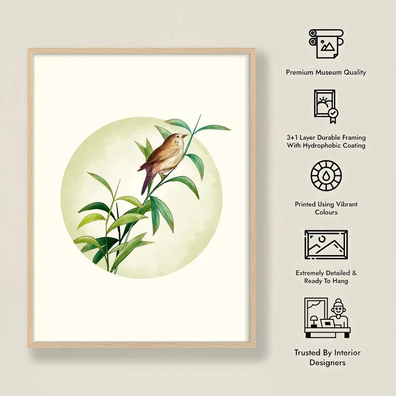 Birdsong Bliss Botanical Archival Paper Wall Art - Natural Brown Frame media 8