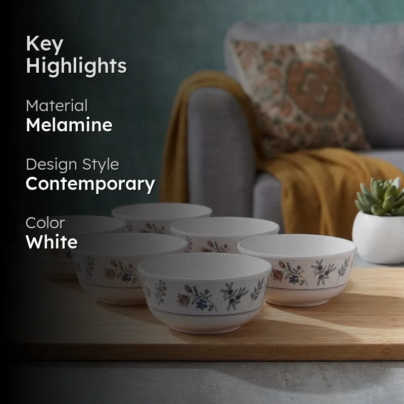 Melamine Floral Snack Bowls (160 Ml Each) - Set Of Six media 2